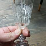 6 verres à vin en cristal de Saint Louis gravés feuilles de vigne