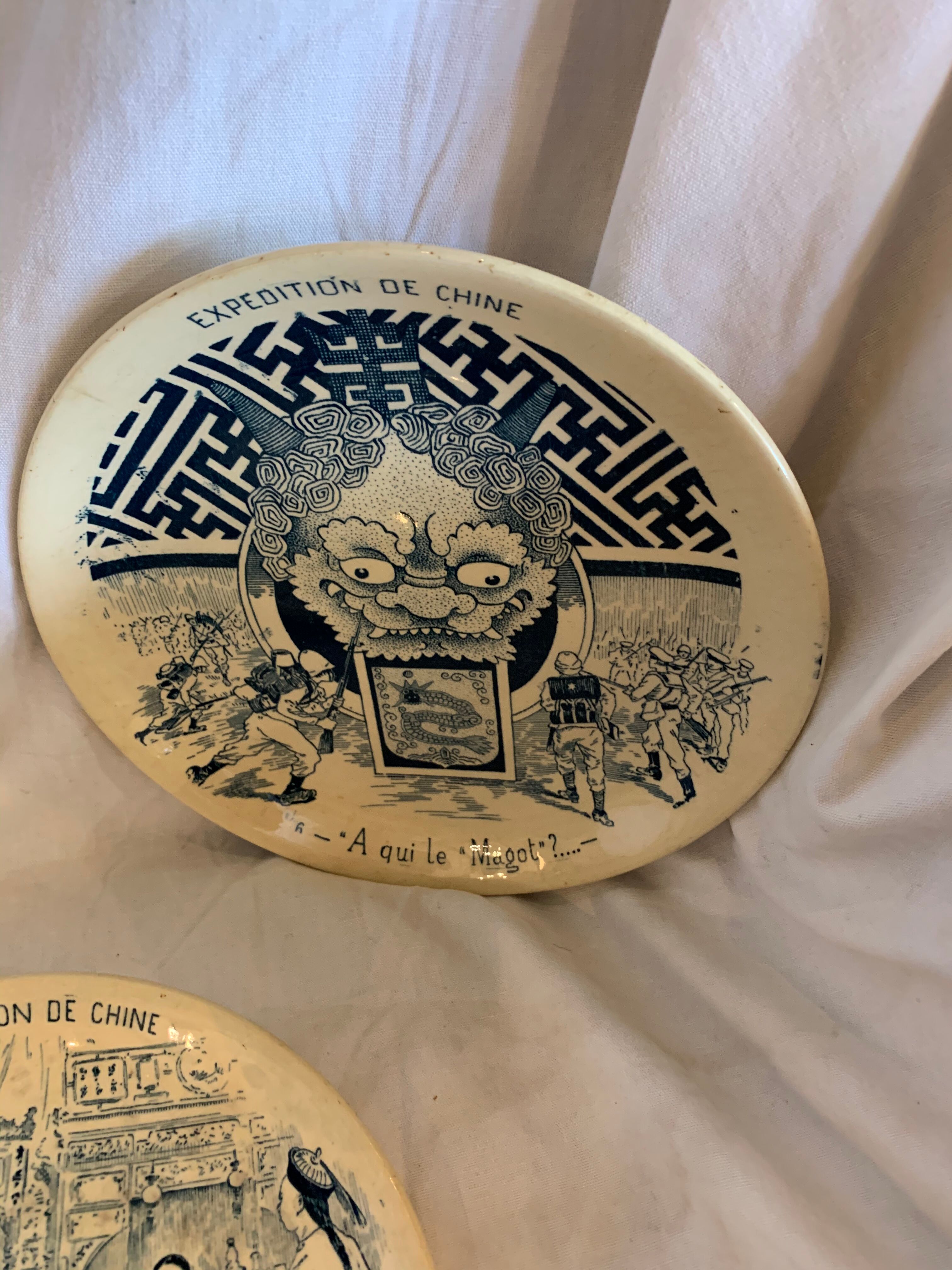 5 sarreguemine themed plates "Theme China"