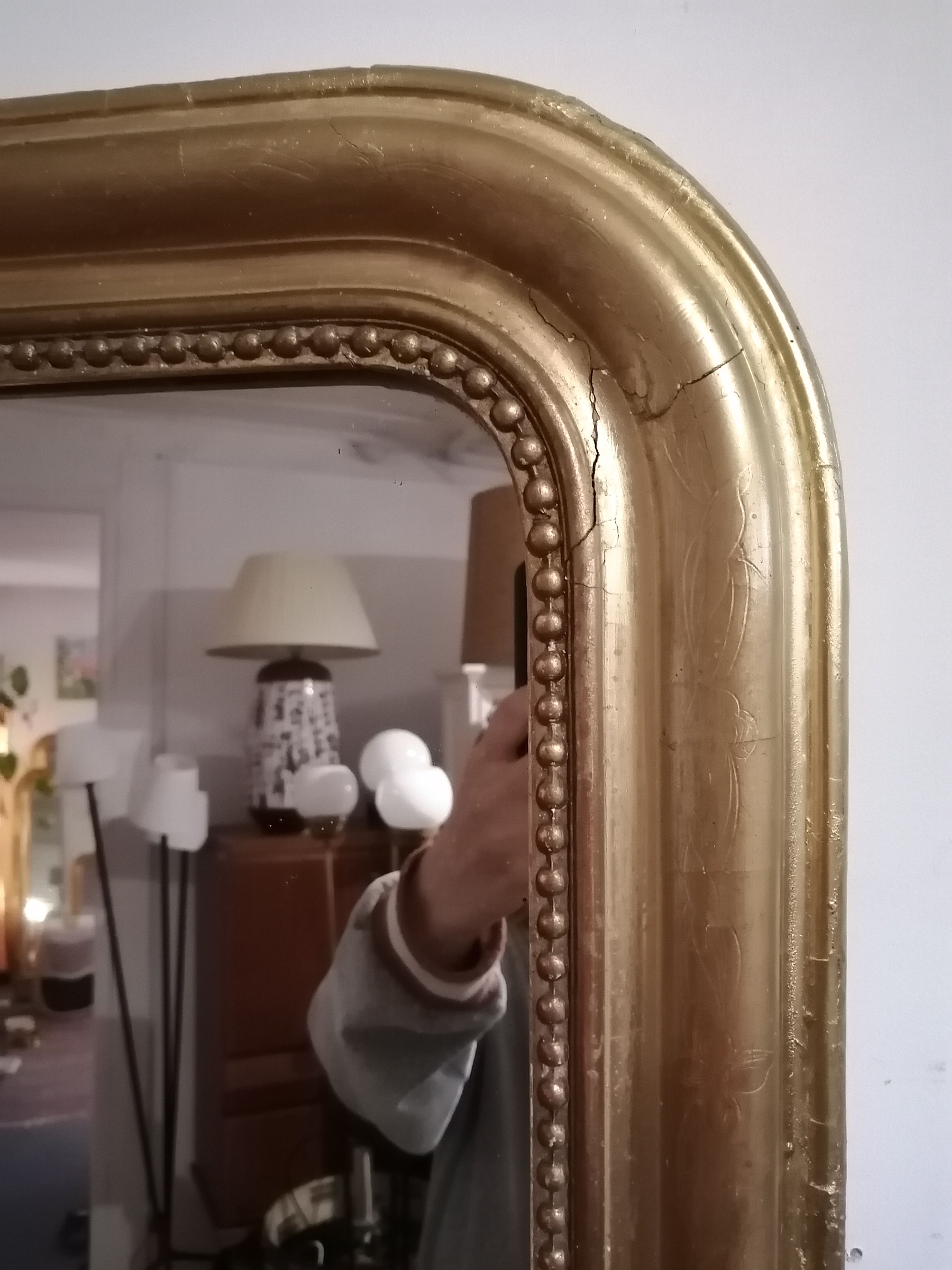 Beautiful mirror Louis Philippe very old golden  59x84cm