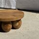 Mini minimalist stool with ball feet in teak H15 D35