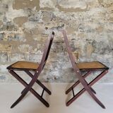 Paire de chaises pliantes cannées