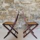 Pair of folding cane chairs