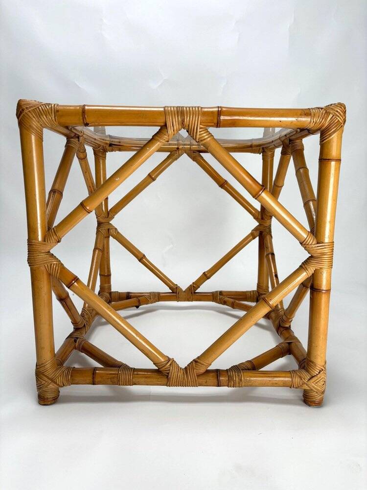 Bamboo and Glass Nightstands attributed to Vivai Del Sud, Italy, 1970s, Set of 2