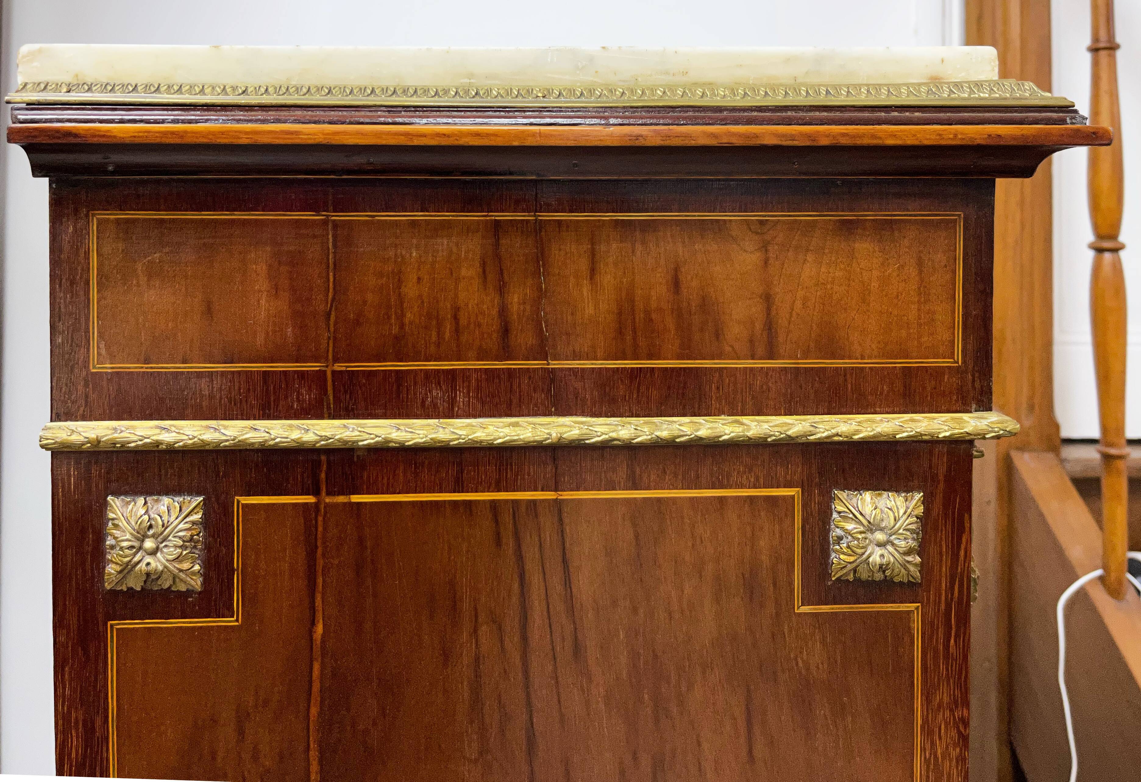 Writing desk in Napoleon III Marquetry white marble top