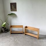 Lot of two Sornay beech shelves