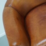 Fauteuil club vintage hollandais en cuir cognac