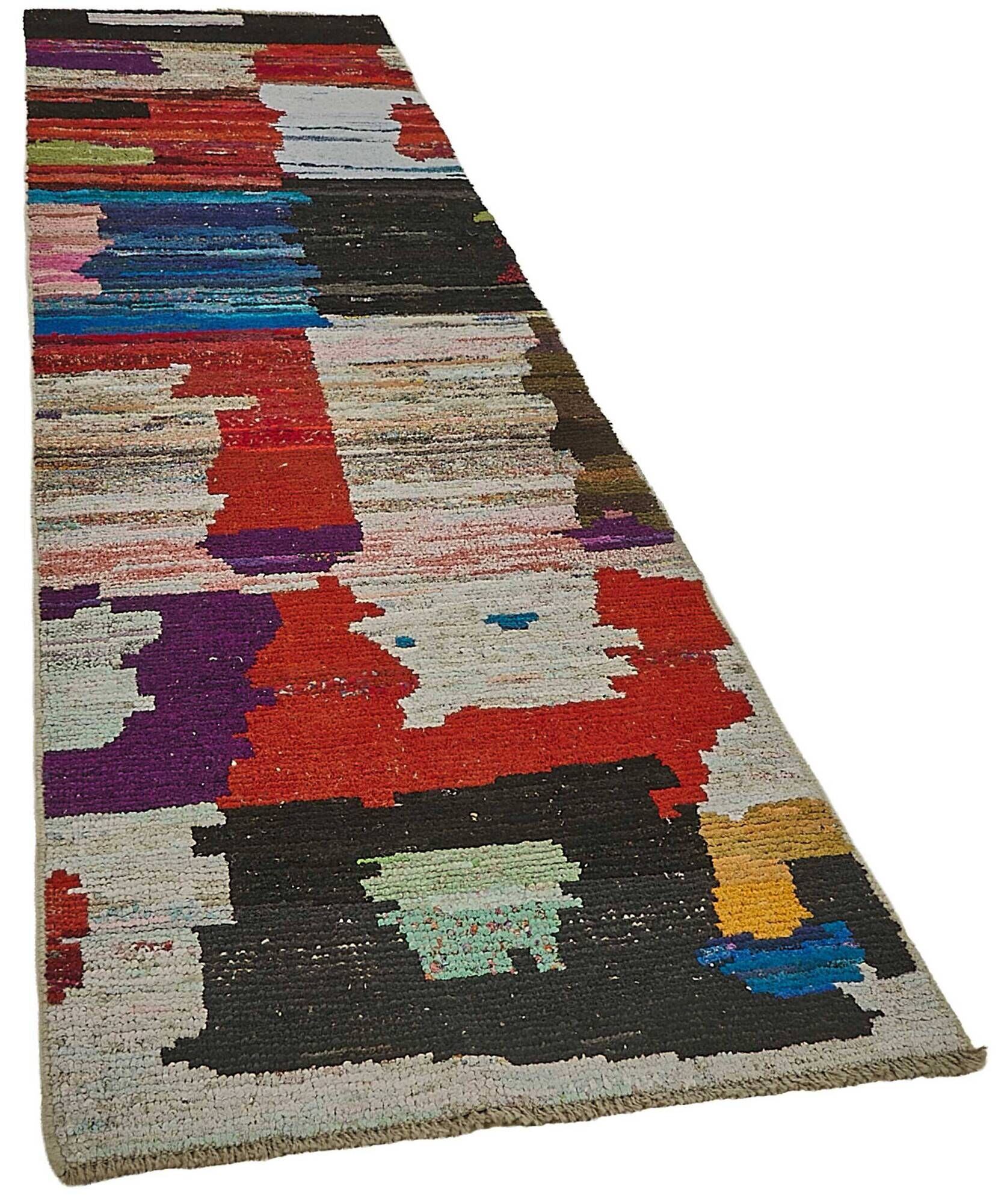 Handwoven Turkish Recycled Boho Rug 89 cm x 318 cm