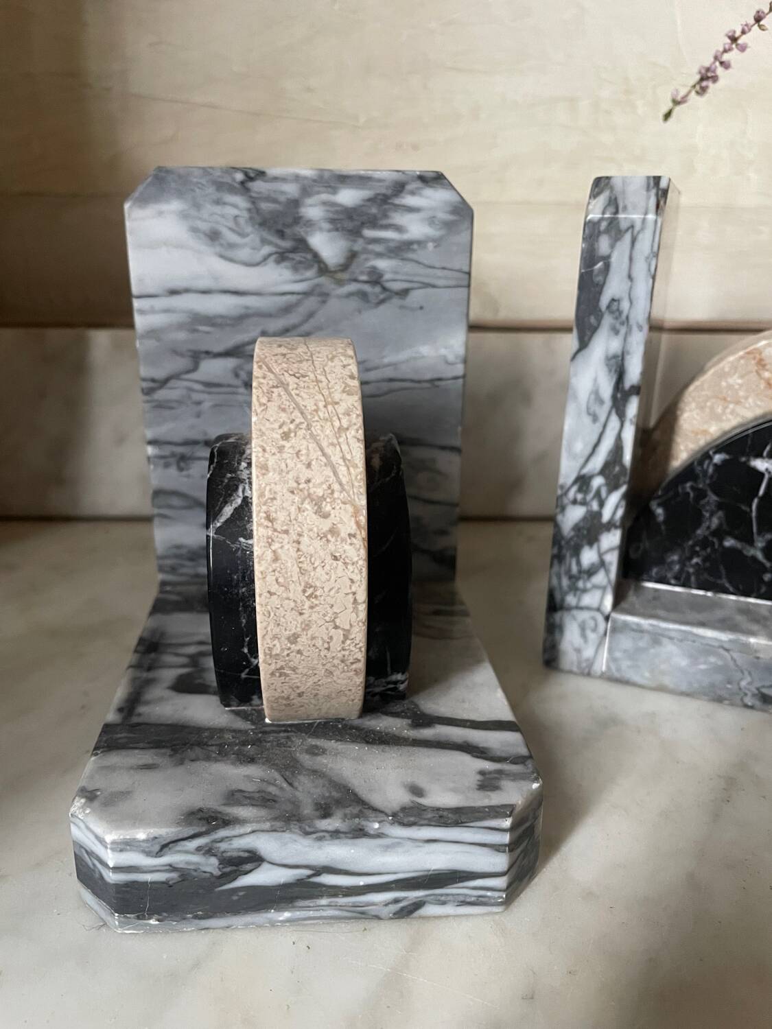 Art Deco marble bookends