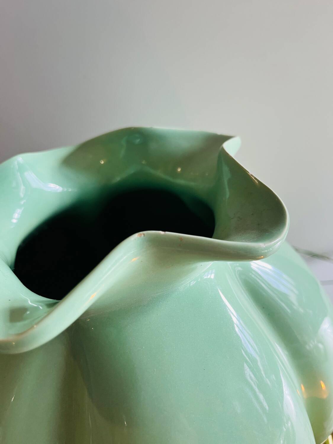 Vintage turquoise flower shaped vase.