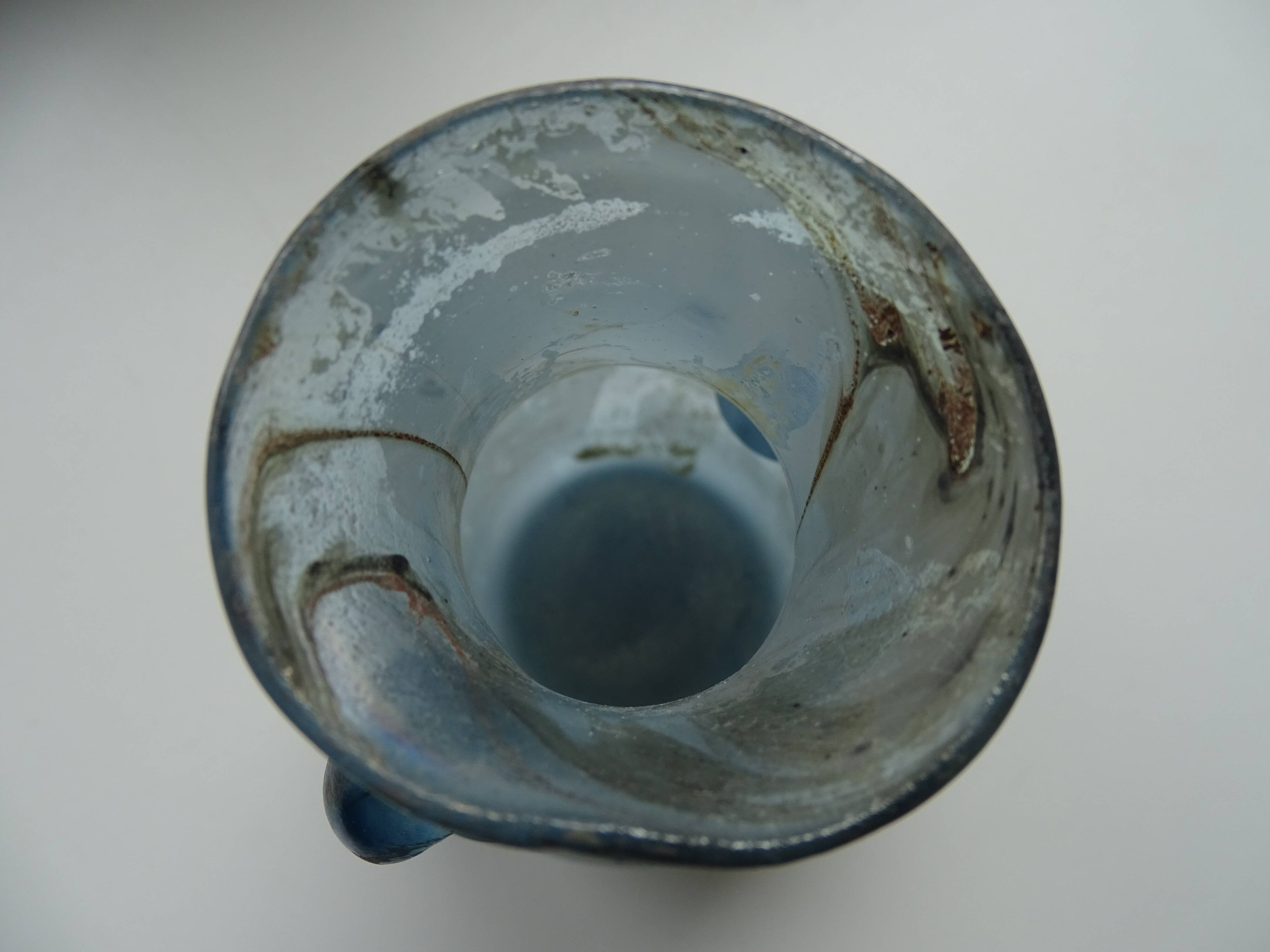 Vase with handle Scavo Seguso Vetri D'arte iridescent glass Murano 1950