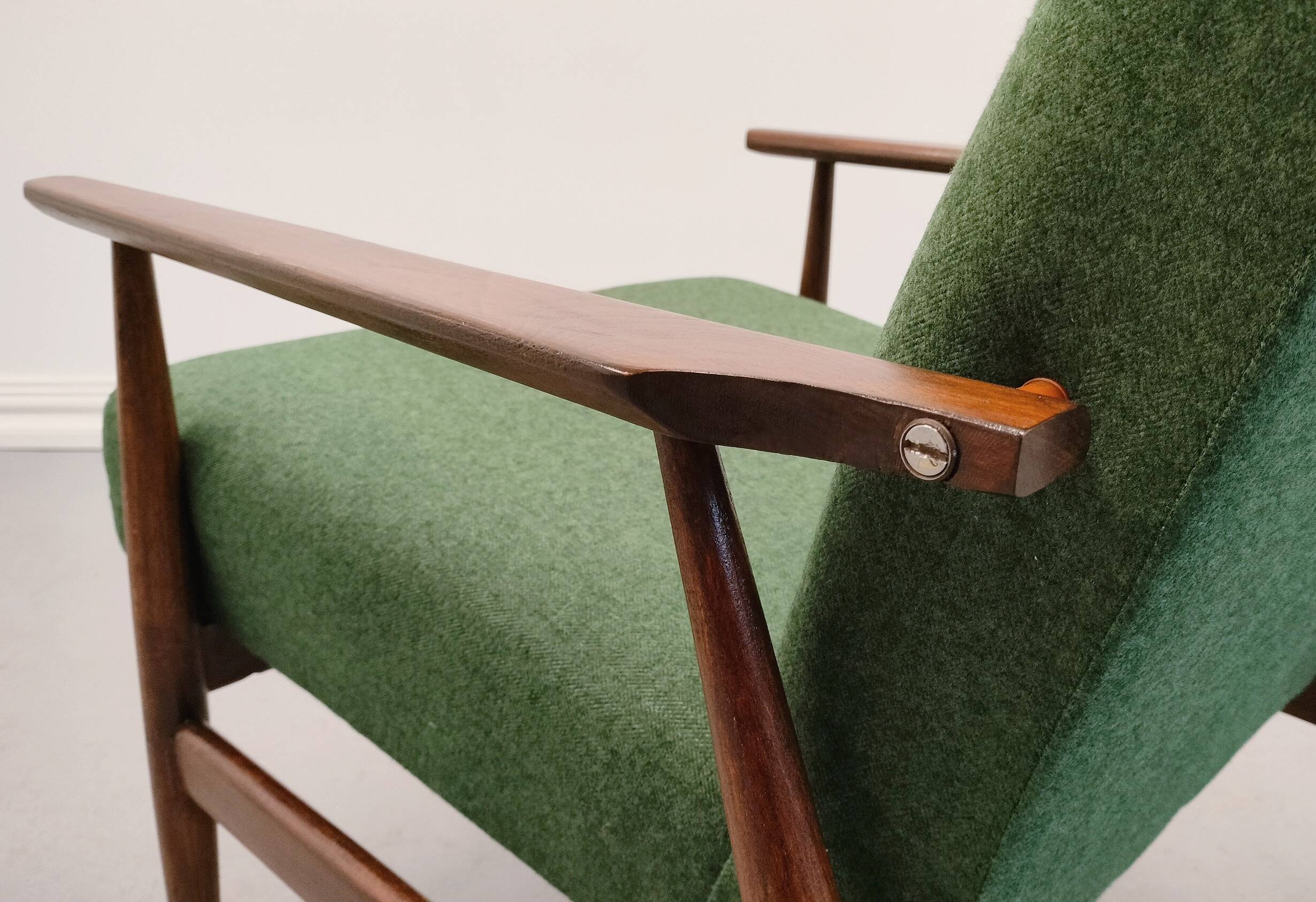 1960 Henryk Lis Mid Century Armchair in Green Tweed