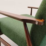 1960 Henryk Lis Mid Century Armchair in Green Tweed