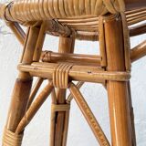 High stool in bamboo and rattan, circa 1960.