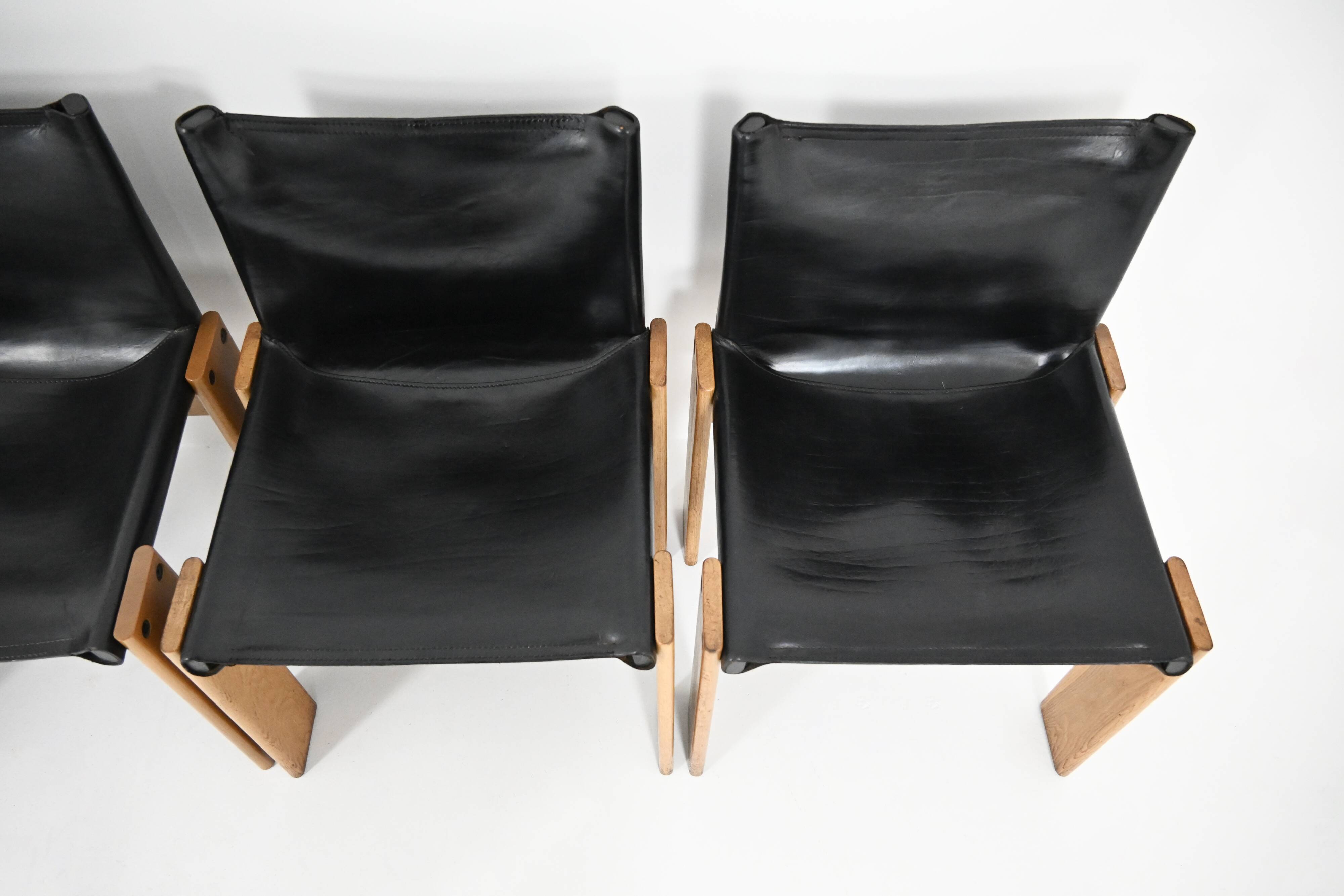 6 Monk dining chairs by Afra & Tobia Scarpa for Molteni, 1970