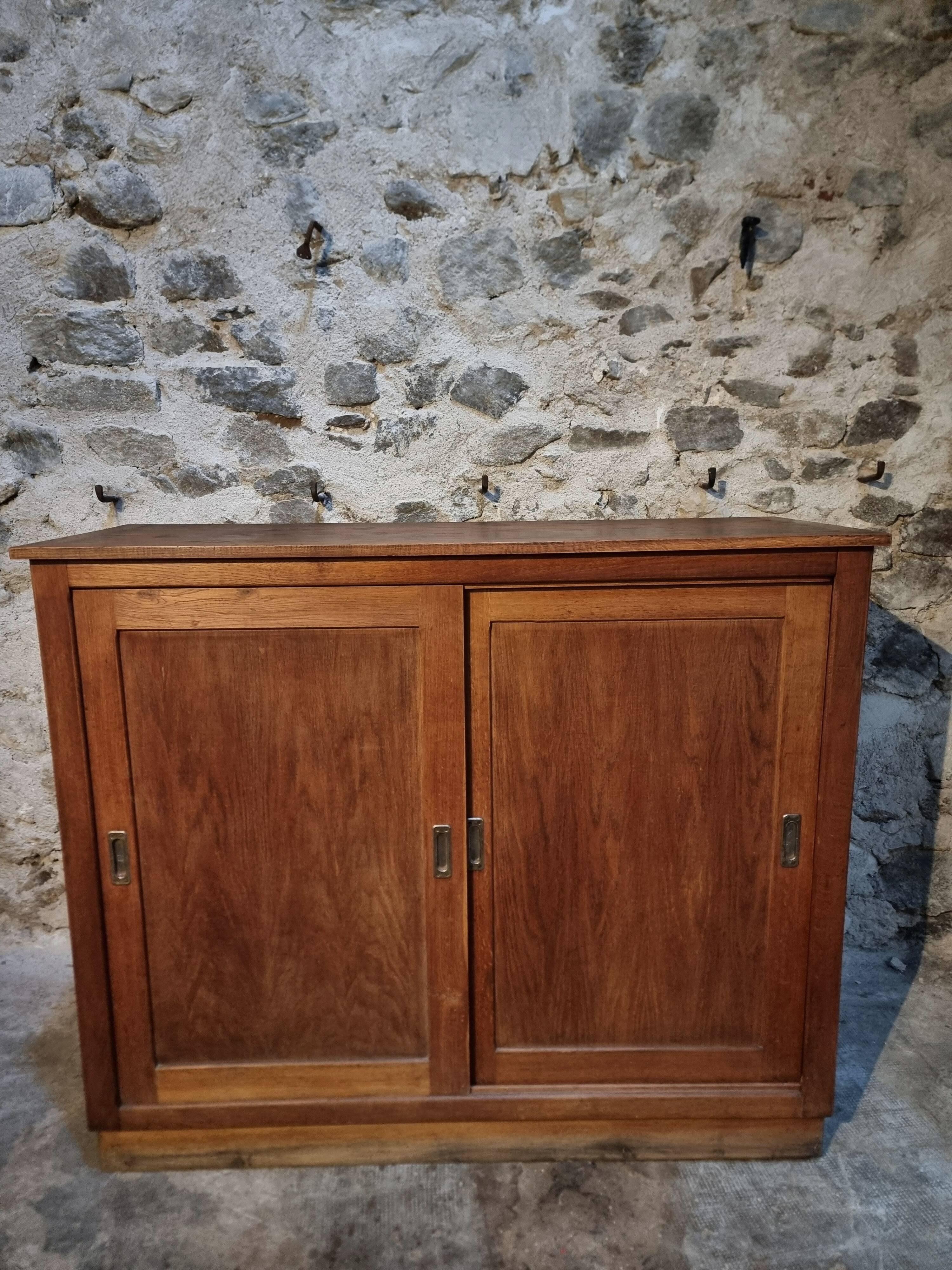 Oak sliding door wardrobe, 1920s