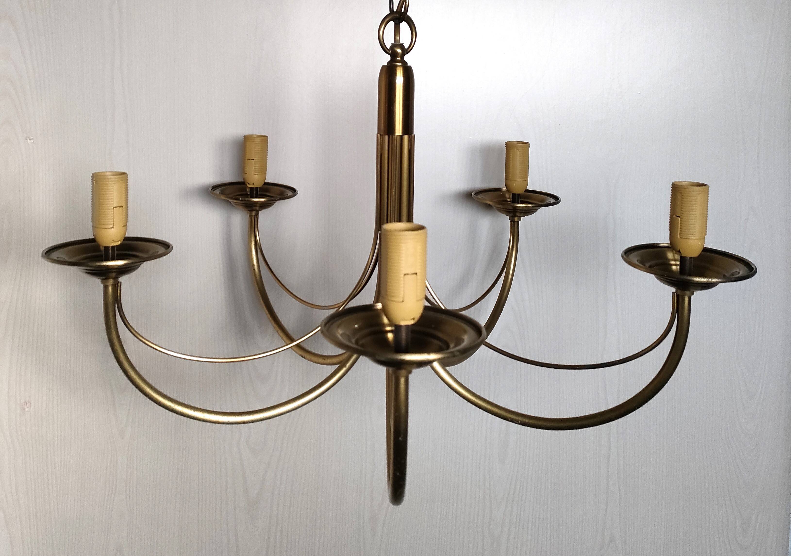 CVL (Val de Loire Creations) ~ Chandelier ~ Chatelet Collection - 5 lights ~ Burnished brass - 21st century