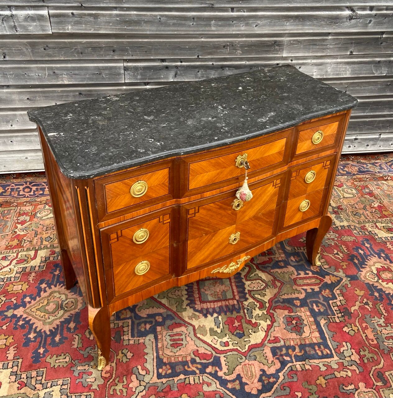 Chest of Drawers In Marquetry Style Transition XIX Eme Century