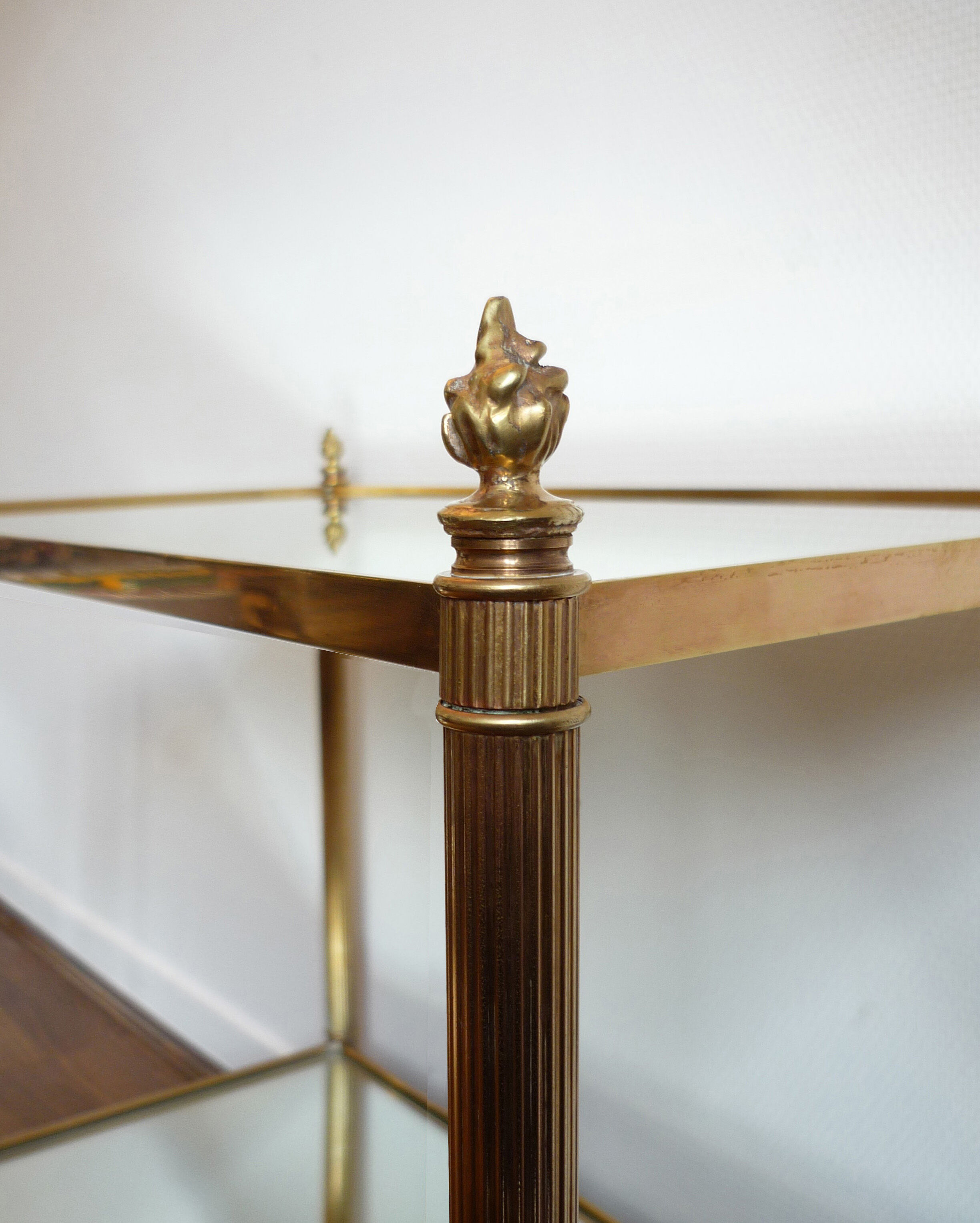 Bronze side table and brass