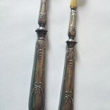 Salad cutlery in silver metal