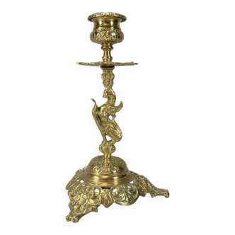 Gilt bronze chandelier/candlestick, Griffin, Mythical Animal, Bestiary, 1880