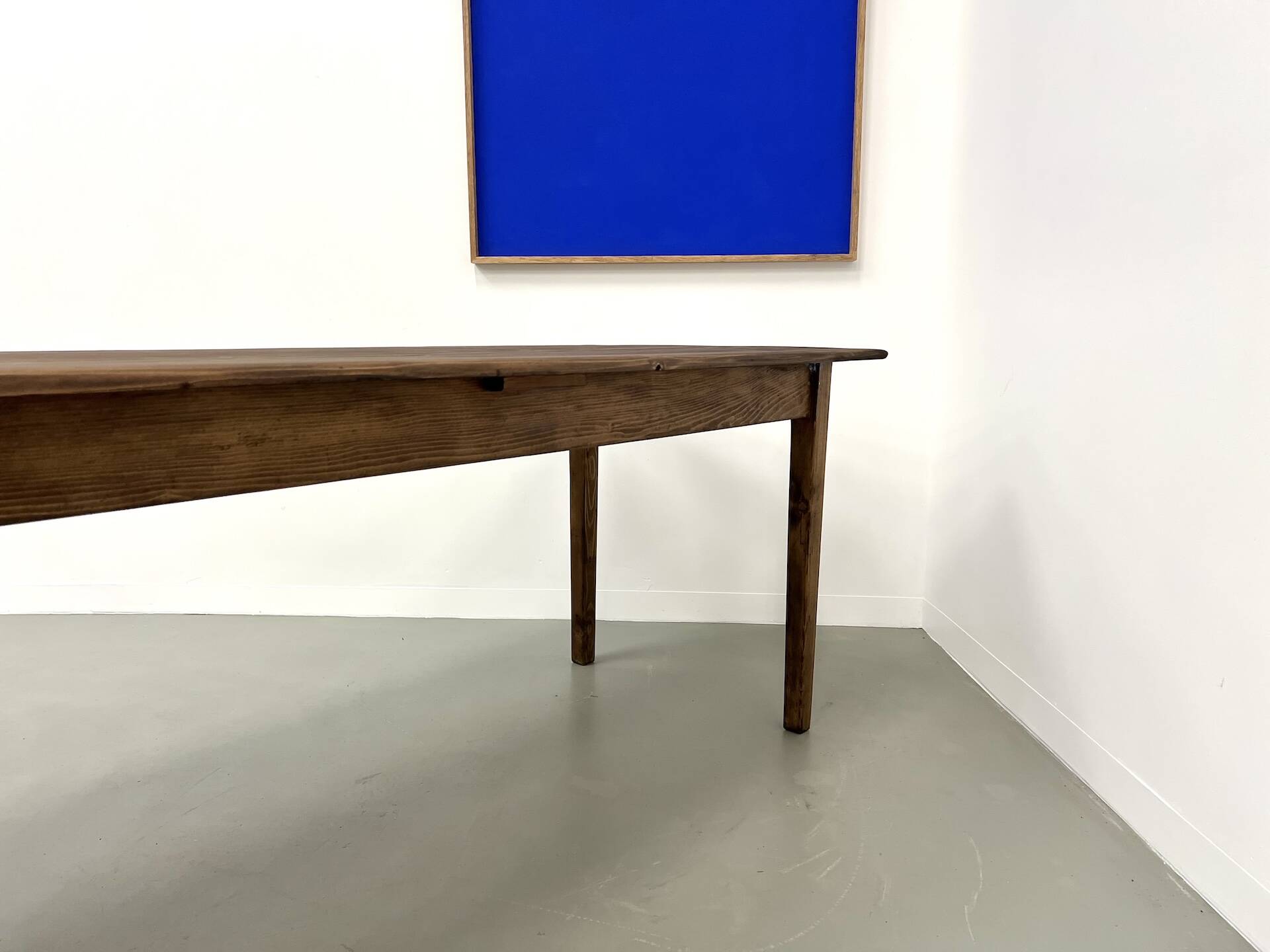 Large solid pine farmhouse table with spindle legs