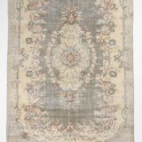 6x9 Ash Gray Handmade Wool Turkish Vintage Rug, 188x290Cm SK 5073
