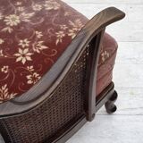 1950s, Danish 3-seater sofa, salmon/pink velour, furniture mesh.