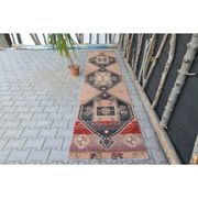 Tapis décoratif long coloré turc des années 1940 83x205 cm
