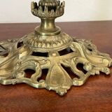 Bronze lamp and amber globe circa 1900