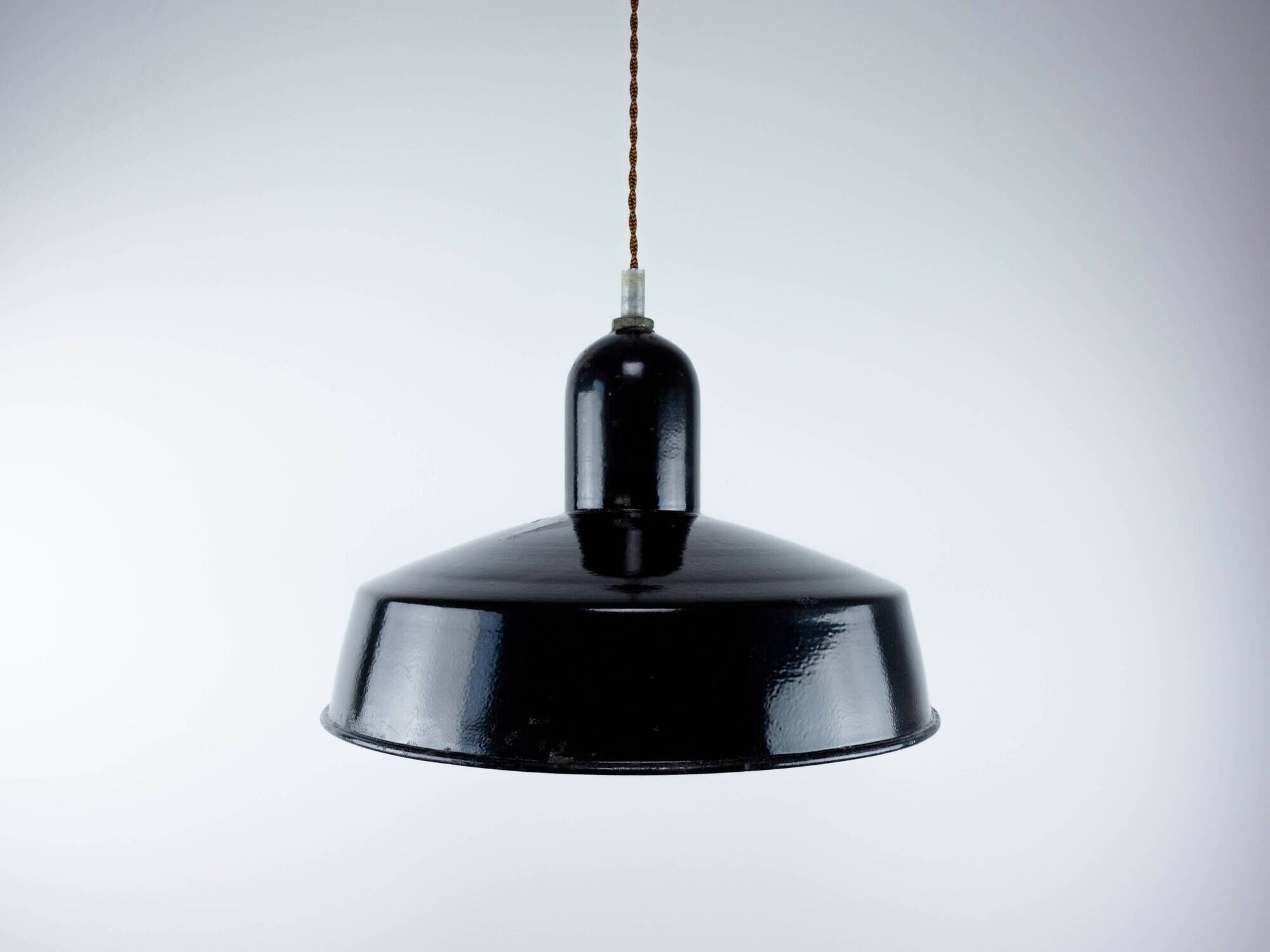 Industrial Black Metal Lamp with Visible Patina