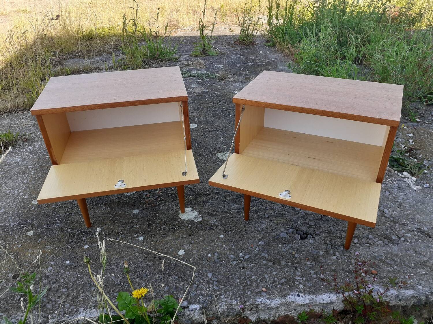 Pair of antique bedside tables