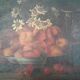 Tableau huile sur toile ancien nature morte aux abricots et pêches  . 19 ème