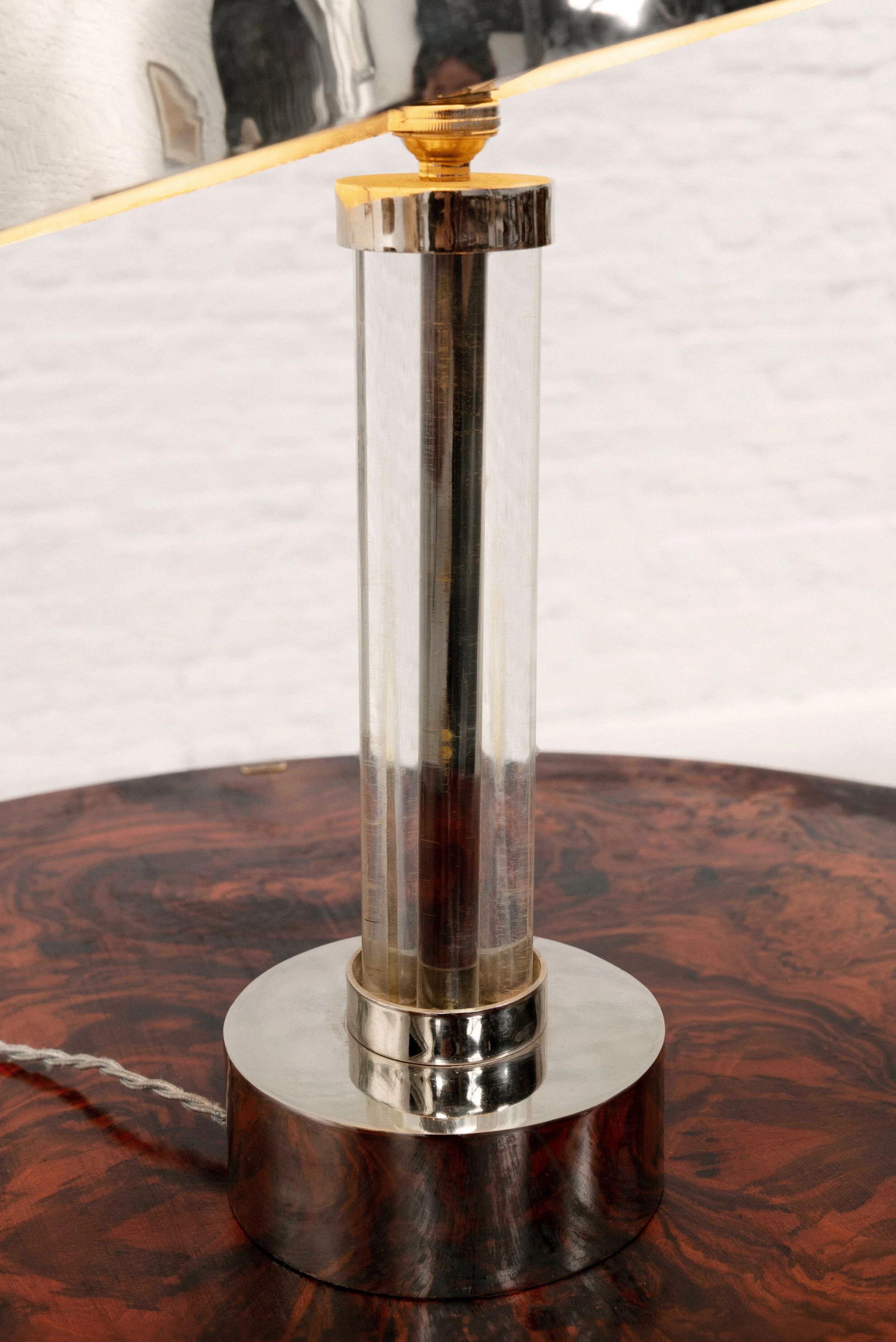 French modernist nickel-plated table lamp attributed to Jacques Adnet, 1940s