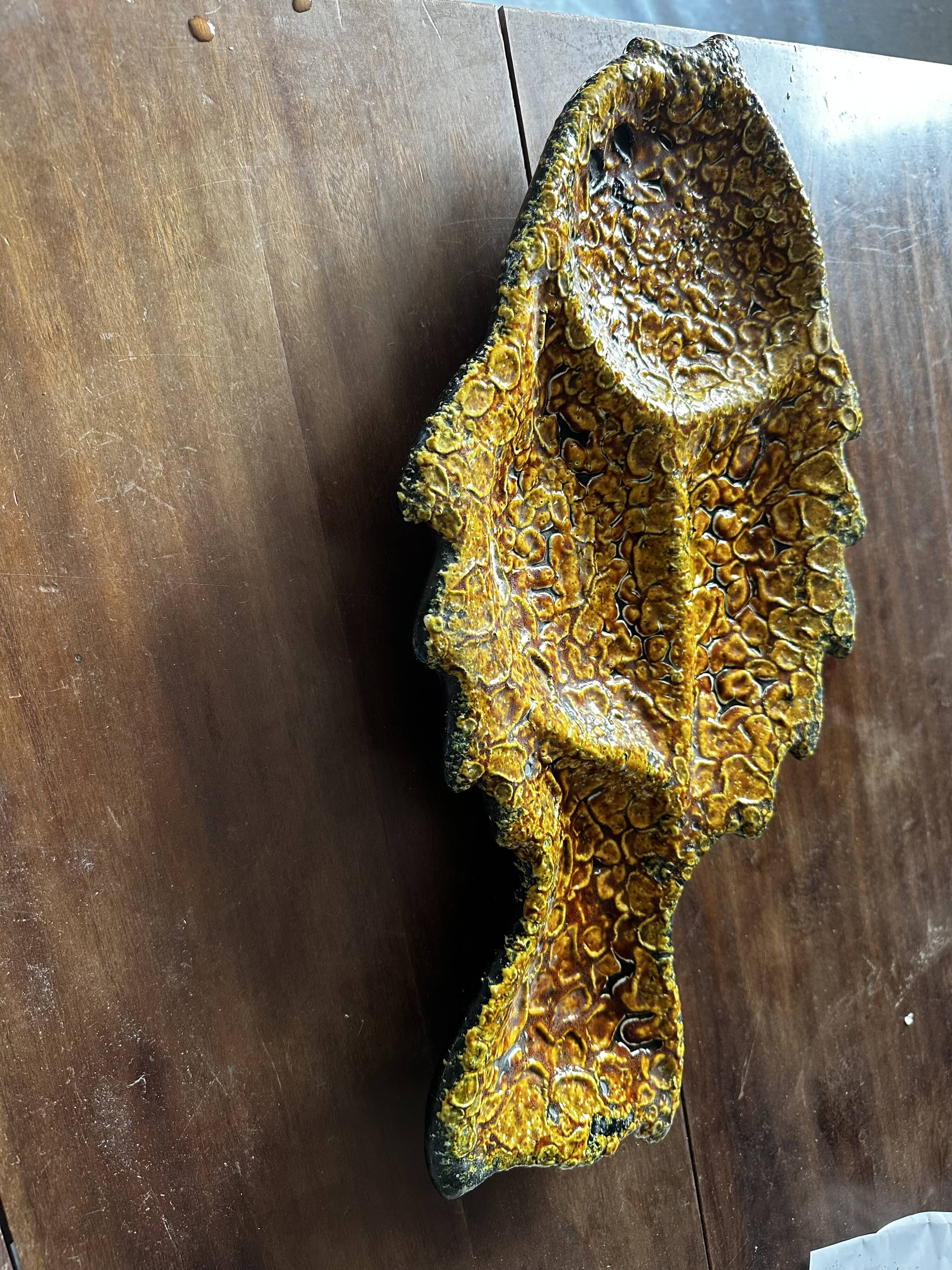Vallauris appetizer dish in fat lava earthenware in the shape of a fish