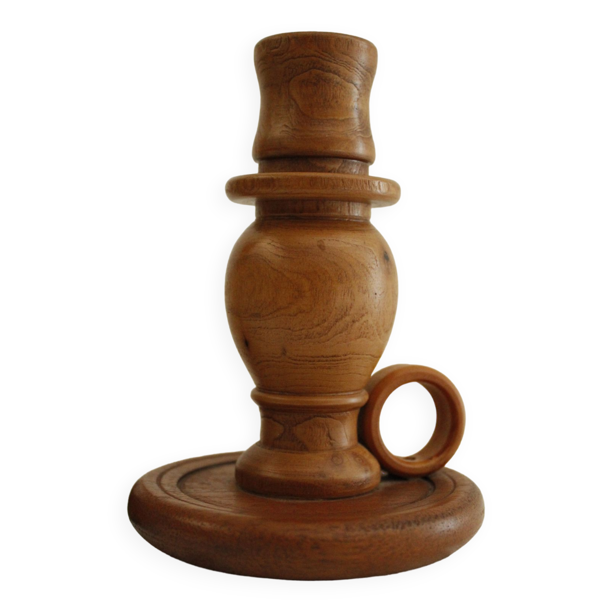 2 wooden candle holders