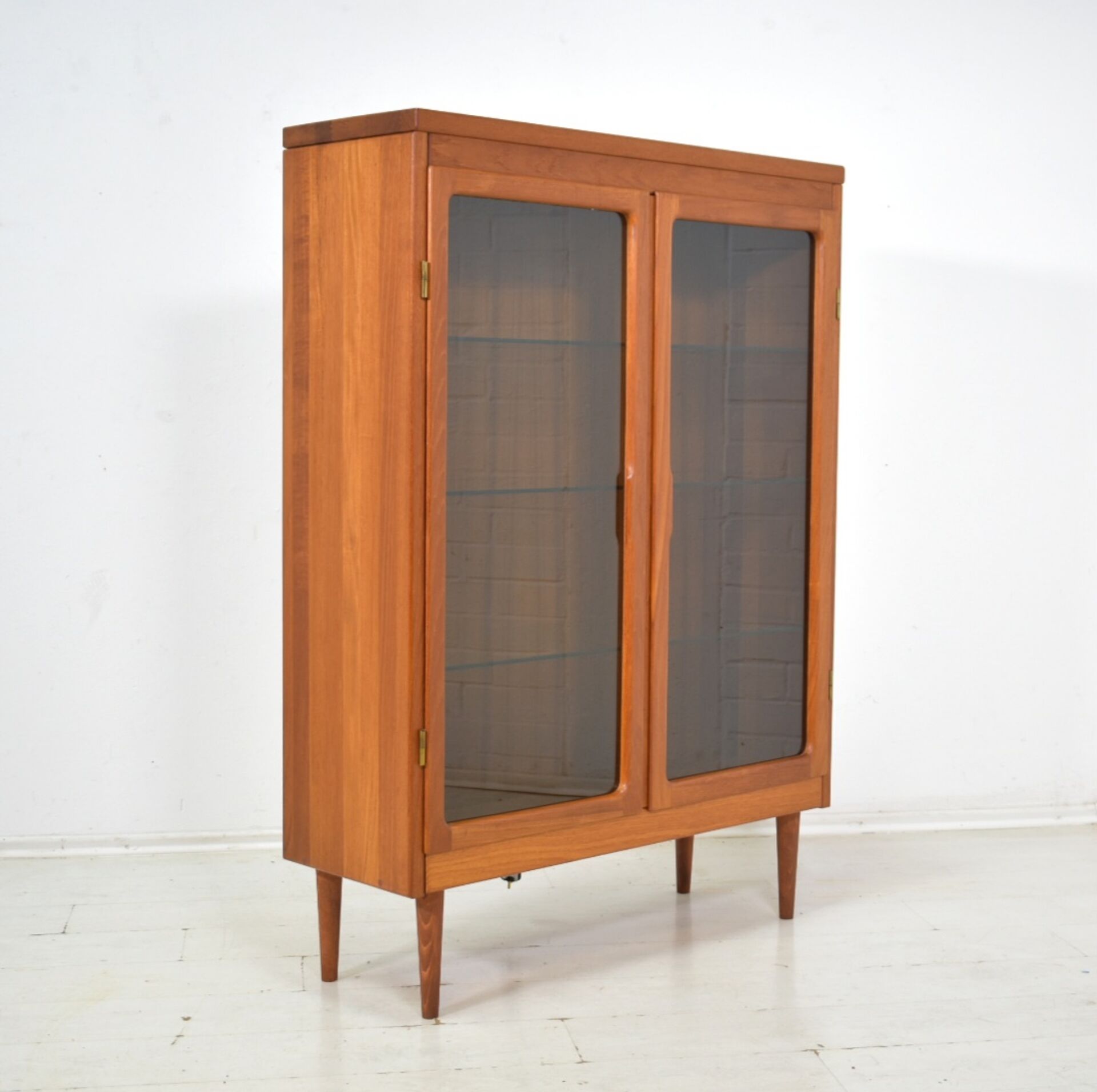 Danish solid teak display cabinet 1960s Scandinavian vintage