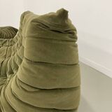 Vintage 2 and 3 seater green velvet togo set