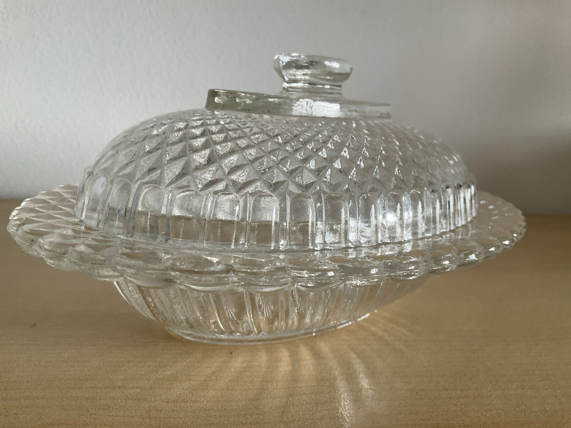 Vintage glass butter dish