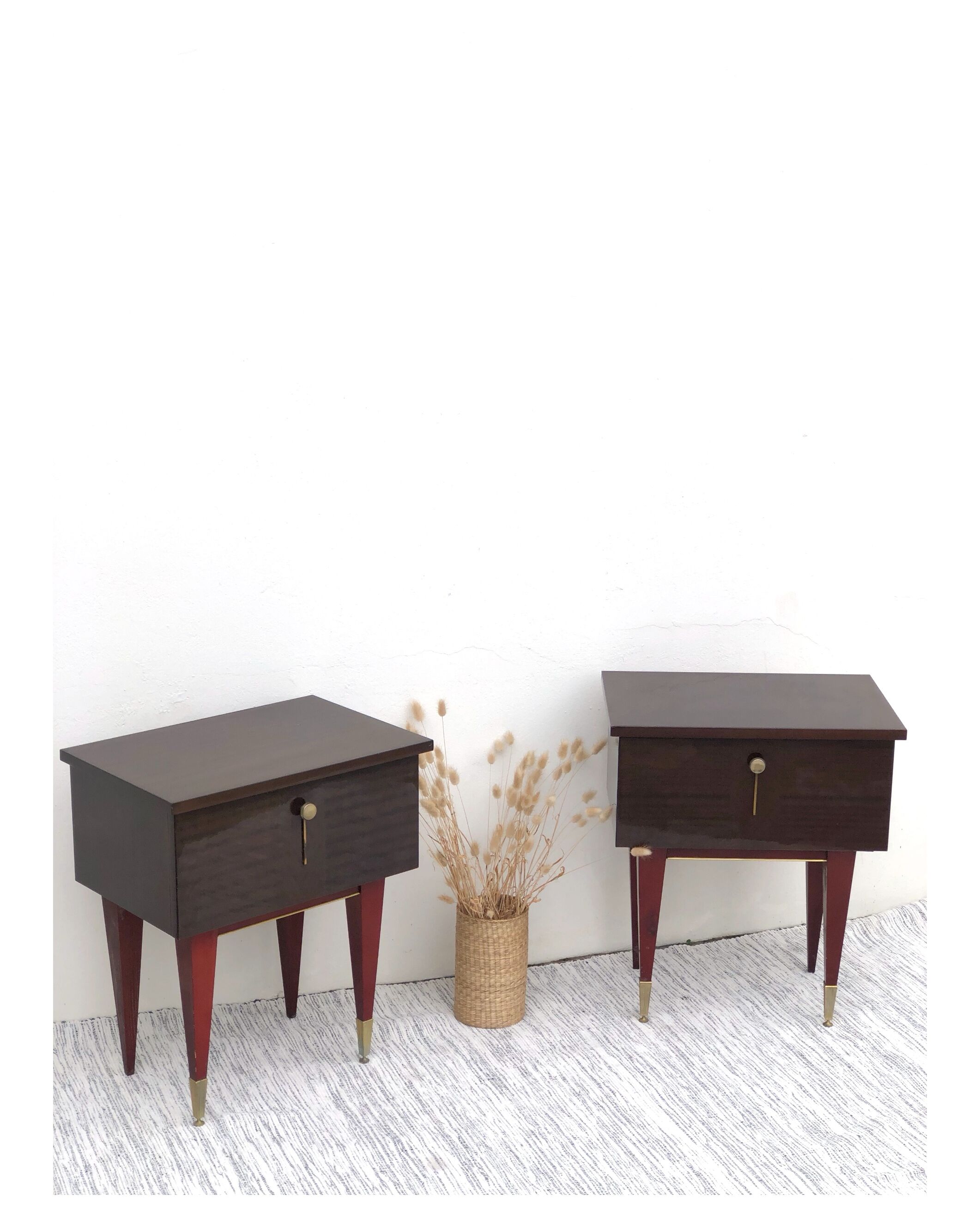 Duo of vintage bedside tables