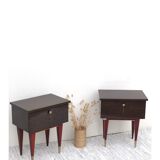 Duo of vintage bedside tables