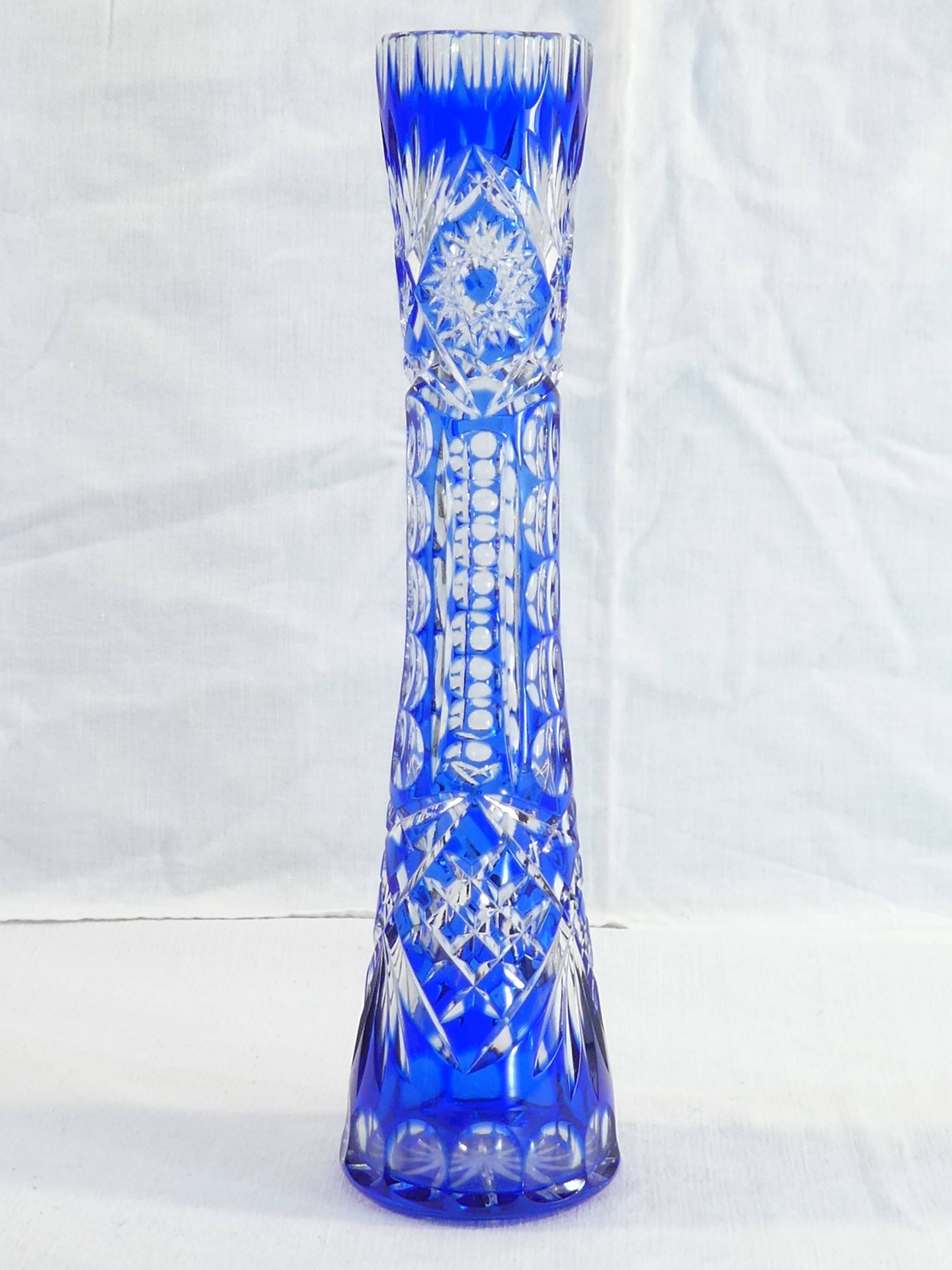 Crystal blue crystal vase from