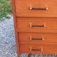 Vintage mahogany commode with metal tapered legs, 4 drawers, 1950s.