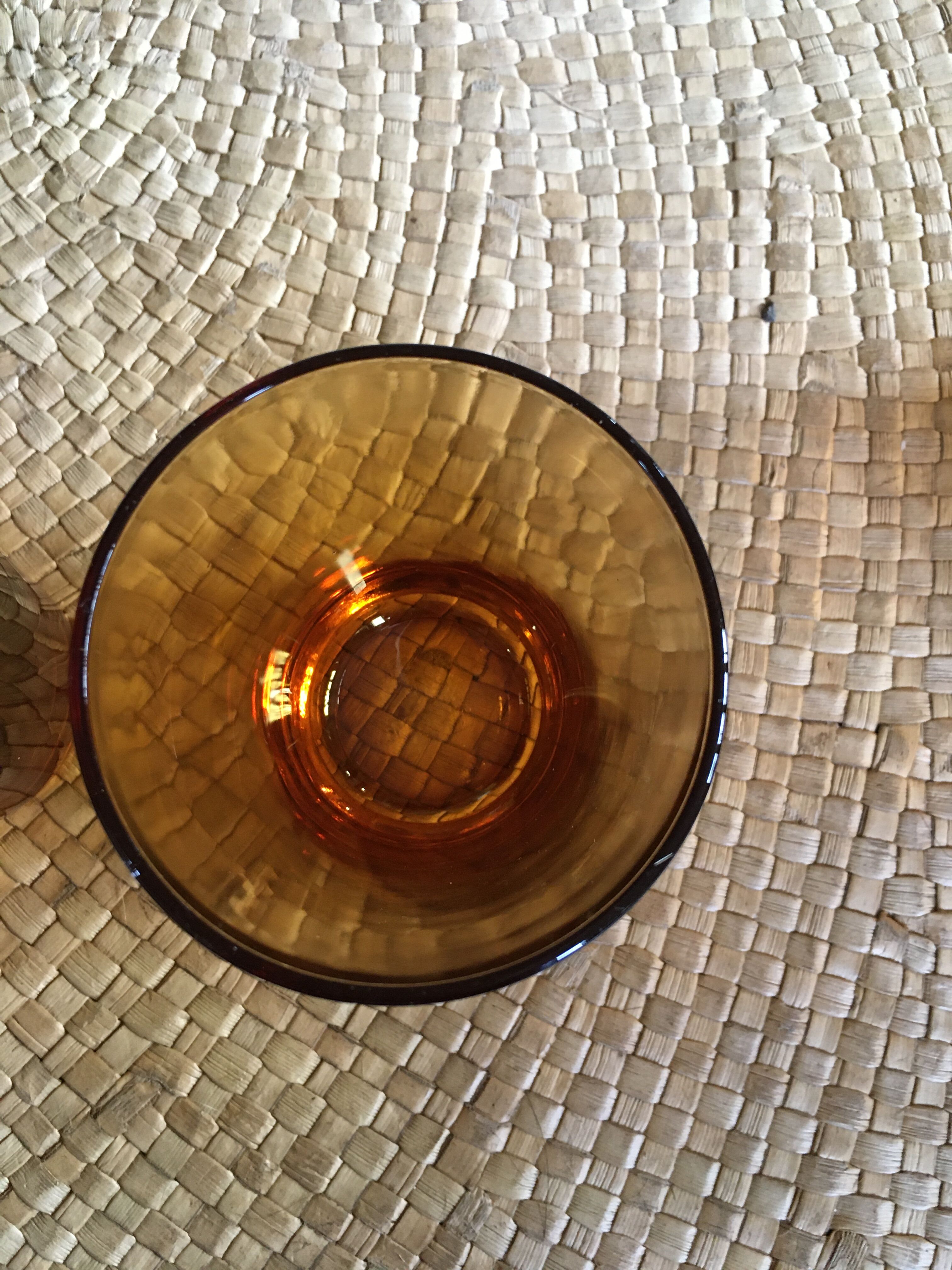 Series of 10 amber glasses