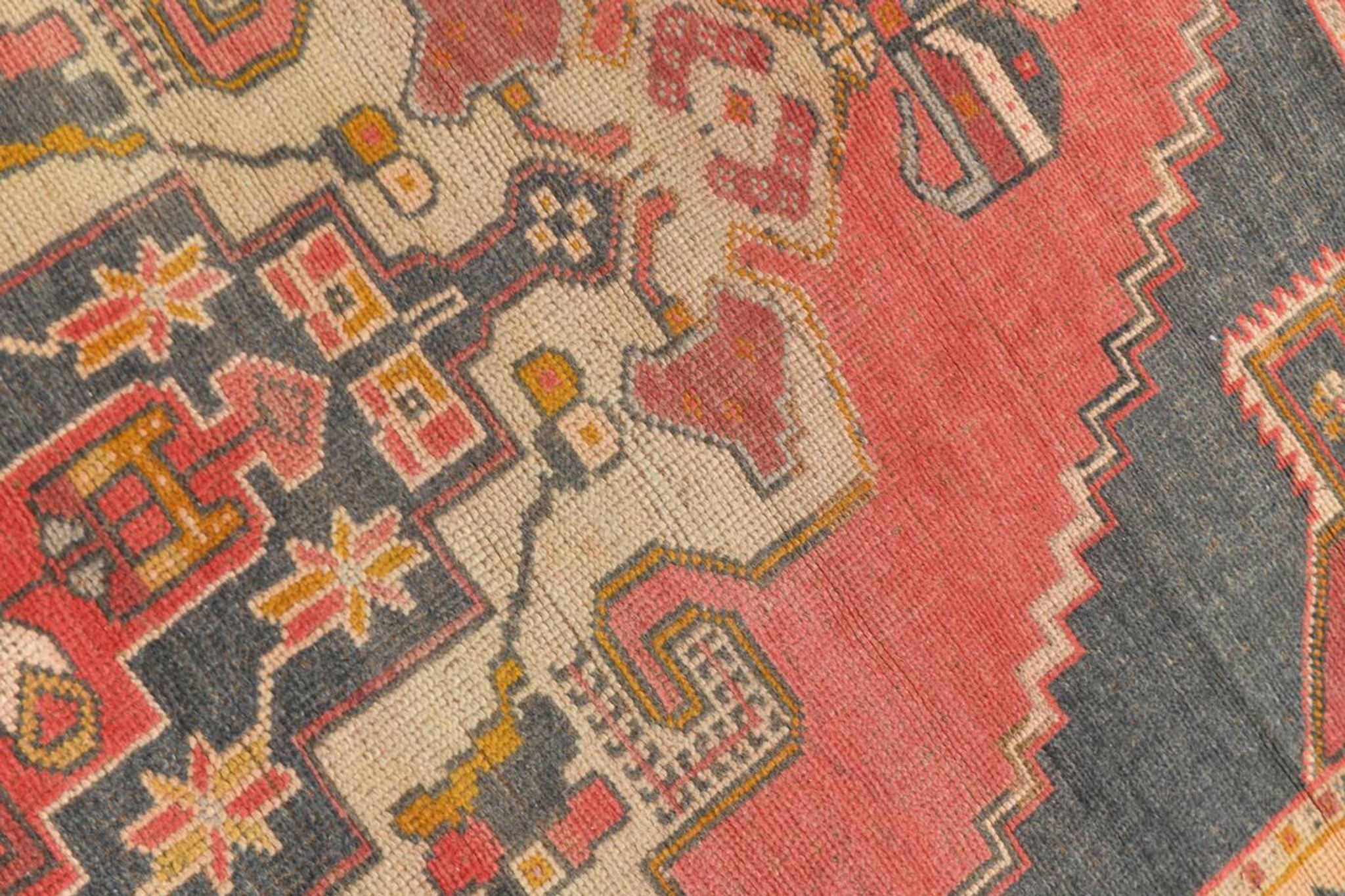 4x7 Navy Blue & Red Vintage Persian Rug, 136x224Cm