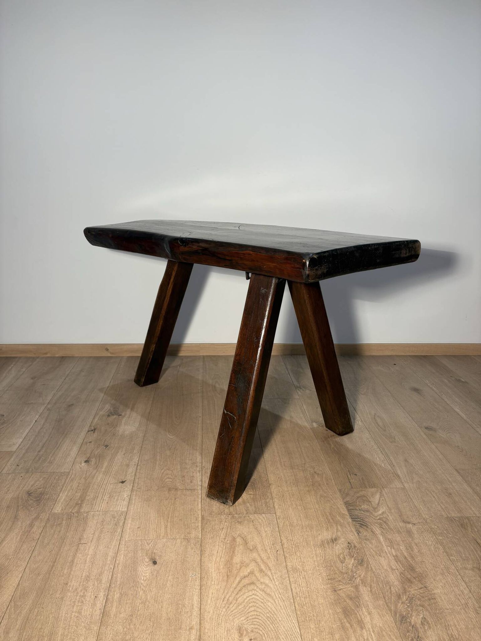 Brutalist table made of solid oak.