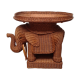 Rattan elephant coffee table and vintage wicker