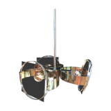 Vintage chandelier 70s, chrome and smoked glass