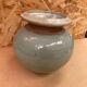 Antique vintage grey beige glazed stoneware ball vase
