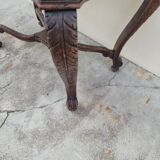 Louis XV style game table in solid oak and richly decorated marble