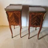 Pair of Louis XV style bedside tables in marquetry